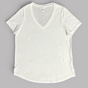 Athleta Breezy Scoop V-Neck White Tee Size Large